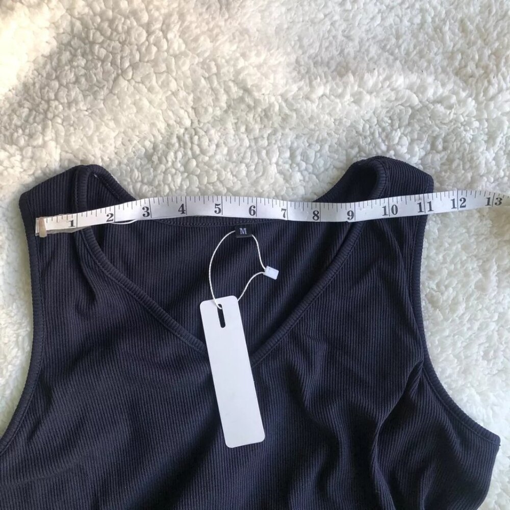 Women’s Ouges Ribbed Stretch Sleeveless Navy Blue… - image 8